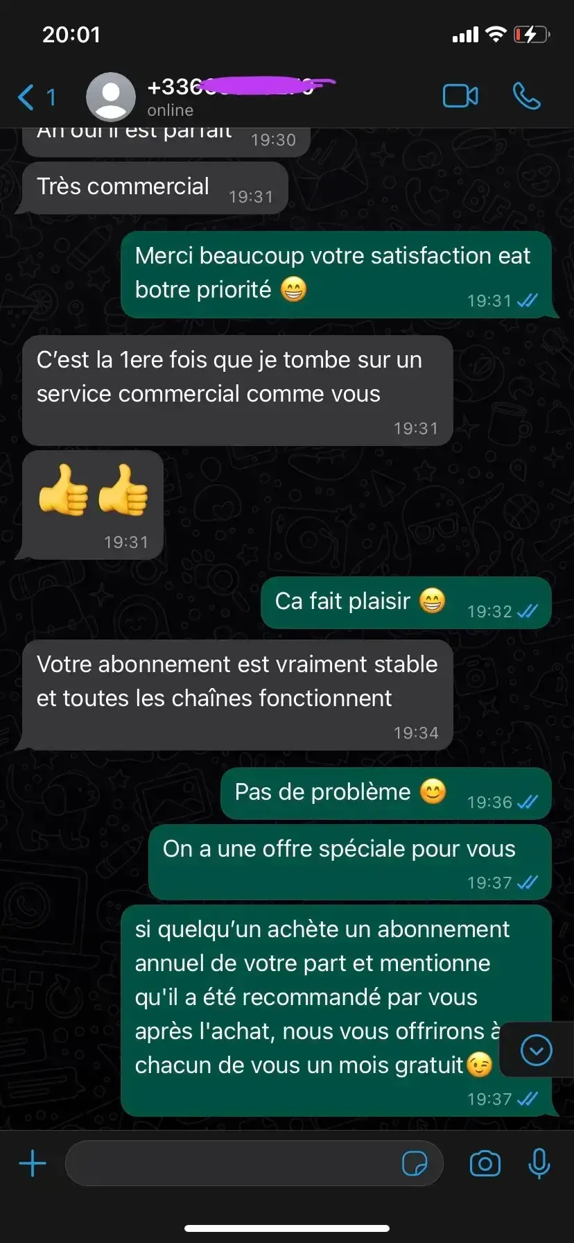 Avis client WhatsApp IPTV Abonnement Fiable — Service exceptionnel ⭐